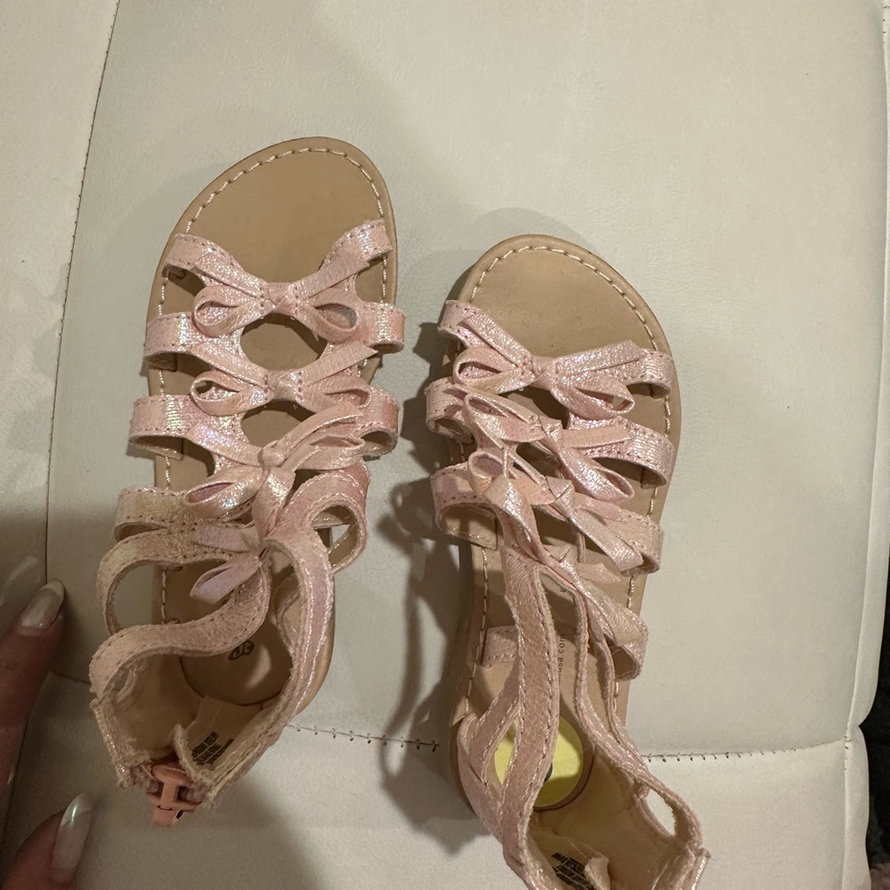 Glittery Pink Strappy Sandals for little girls size 9